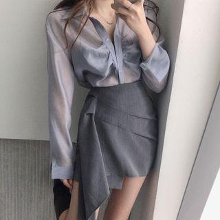 Crinkled Shirt / Mini Skirt / Set