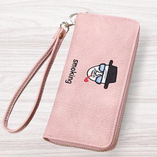 Cartoon Embroidered Zip-around Long Wallet