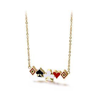 Fashion Creative Plated Gold Playing Cards Color 316l Stainless Steel Necklace Golden - One Size