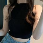 Cropped Halter Top Black - One Size