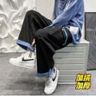 High-waist Two-tone Wide-leg Fleece Pants