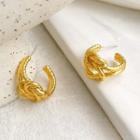 Knot Hoop Earring 1 Pair - S925 Silver Needle - Gold - One Size