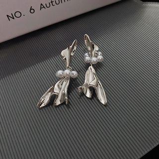 Mermaid Faux Pearl Alloy Dangle Earring 1 Pair - Stud Earrings - Silver - One Size