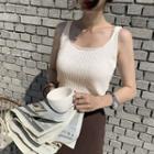 Sleeveless Ribbed Knit Top Ivory - One Size
