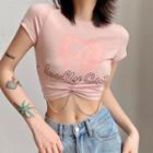 Short-sleeve Chain Strap Print T-shirt