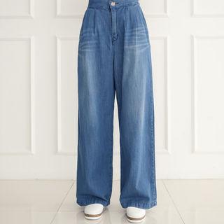 Baggy-fit Washed Wide-leg Pants