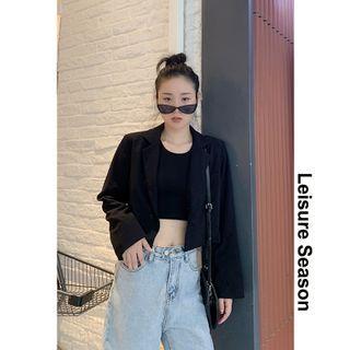 Frog-button Cropped Loose Blazer