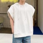 Sleeveless Padded Shoulder Hoodie