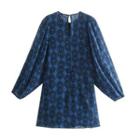 Long-sleeve All-over Print Mini A-line Dress