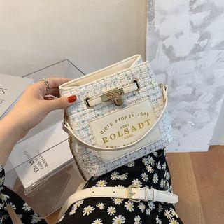 Sequined Tweed Panel Chain Crossbody Bag