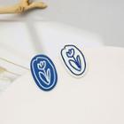 Flower Asymmetrical Alloy Earring 1 Pair - E1665 - 2 - Blue & White - One Size