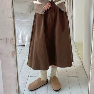 Pocket A-line Skirt Camel - One Size