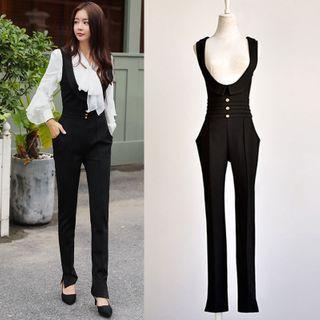 Sleeveless Scoop-neck Jumpsuit