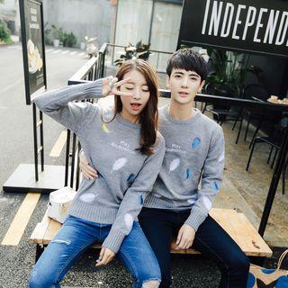 Couple Matching Feather Embroidered Sweater