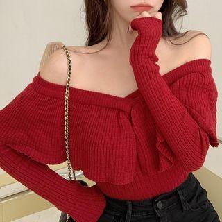 Off-shoulder Knit Blouse