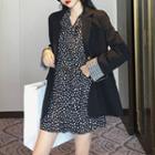 Single Breasted Blazer / Long-sleeve Dotted Dress