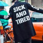 Notch Lapel 3/4 Sleeve Lettering Long Jacket