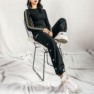 Button-hem Cargo Harem Pants