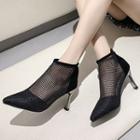 Fishnet Pointy-toe High-heel Ankle Boots