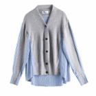Striped Panel Cardigan Gray - One Size