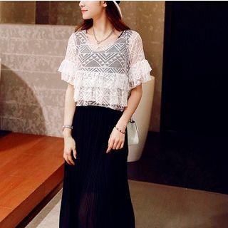 Set: Ruffled Lace Top + Dress