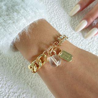 Rhinestone & Chain Bracelet