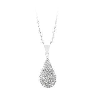 925 Sterling Silver Water-drop-shape Pendant With White Cubic Zircon And Necklace