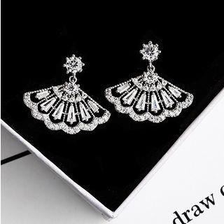 Rhinestone Fan Dangle Earring As Shown In Figure - One Size