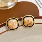 Sterling Silver Resin Ear Stud 1 Pair - Gold - One Size