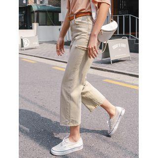 Slit Distressed Loose-fit Pants