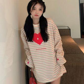 Striped Heart Sweatshirt