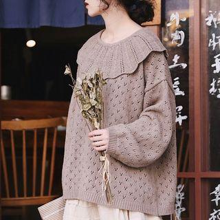 Collared Retro Sweater Light Coffee - One Size