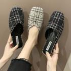 Square-toe Plaid Mules