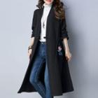 Flower Embroidered Single-button Long Jacket
