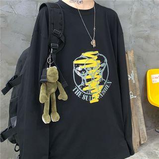 Long-sleeve Alien Print T-shirt