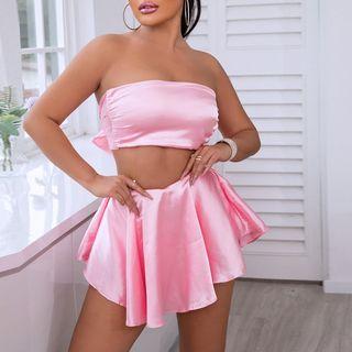 Set: Bow-back Tube Top + A-line Skirt