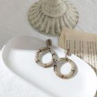 Leopard Print Hoop Drop Earring Stud Earring - 1 Pair - Almond - One Size