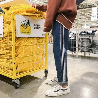 Straight-cut Striped Jeans