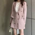 Double-breasted Cropped Blazer / Double-breasted A-line Skirt