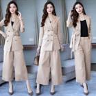 Set: Double-breasted Trench Jacket + Wide-leg Pants