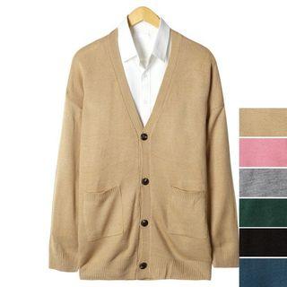 Couple Plain V-neck Cardigan