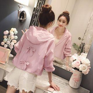 Bow Detail Hooded Zip Jacket