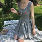 Slim-fit Embroidered Knit Sleeveless Dress