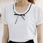 Tie-front Frill-trim Top