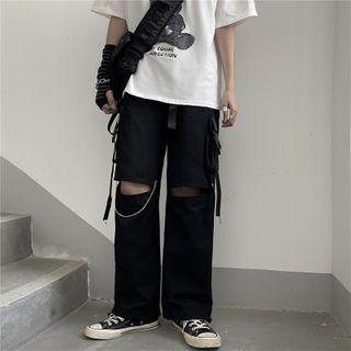 Cutout Wide-leg Cargo Pants