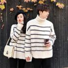 Couple Matching Turtleneck Striped Sweater