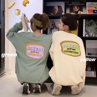 Lettering Long-sleeve Round Neck Pullover