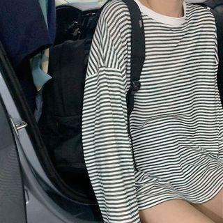 Loose-fit Striped Long-sleeve T-shirt Stripe - One Size
