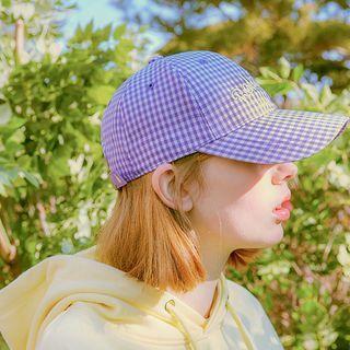 Logo-embroidered Gingham Baseball Cap Lavender - One Size