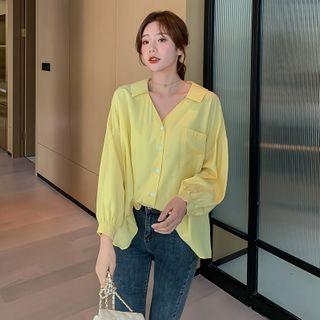 Collared V-neck Blouse